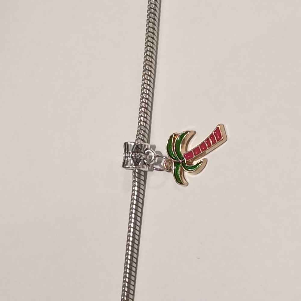 Silver‎ Gold Palm Tree Enamel Dangle Charm for Pandora Style Bracelet